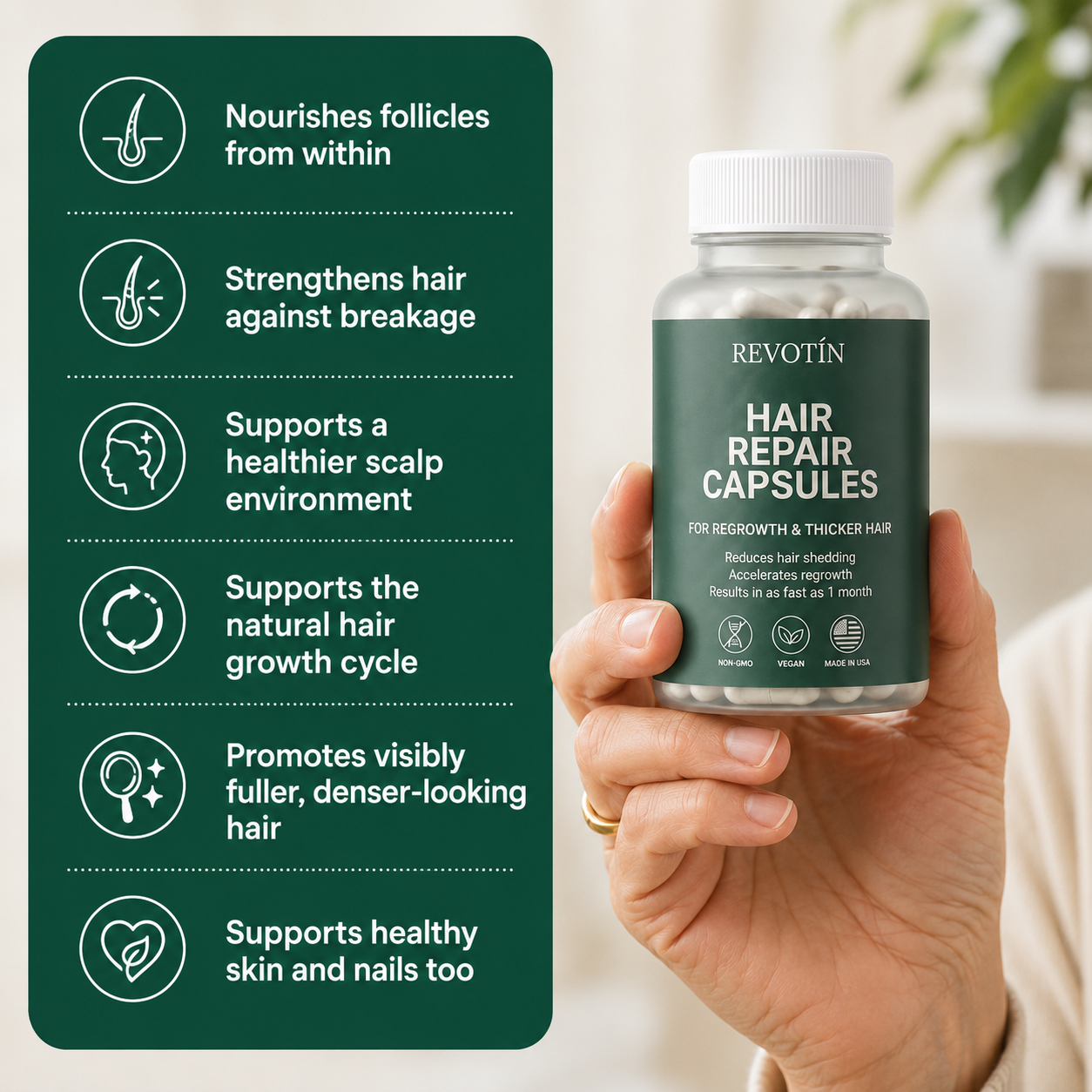 Revotín Repair Capsules — Eliminates Thinning Hair